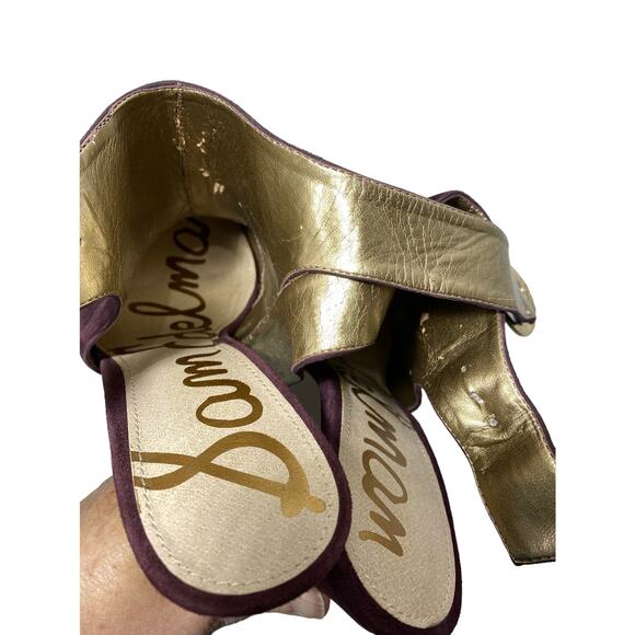 Coquette Sam Edelman Womens 9 Maroon Suede Boho Slingback Pointed Toe Heels - Picture 8 of 10